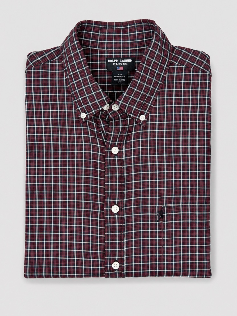 Vintage Ralph Lauren Jeans Button Up Shirt Large Preppy Plaid Western Classic